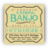 D`ADDARIO J55 BANJO PHOSPHOR BRONZE MEDIUM 5 STRING 10-23