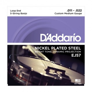 D`ADDARIO EJ57 BANJO NICKEL CUSTOM MEDIUM 5 STRING 11-22